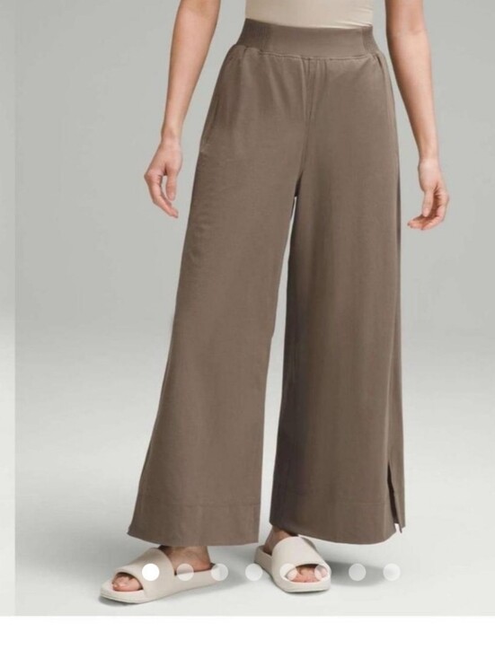 lululemon athletica Pants - Lululemon Stretch Woven High-Rise Wide-Leg Cropped Pants Olive Green Size 4 Asia